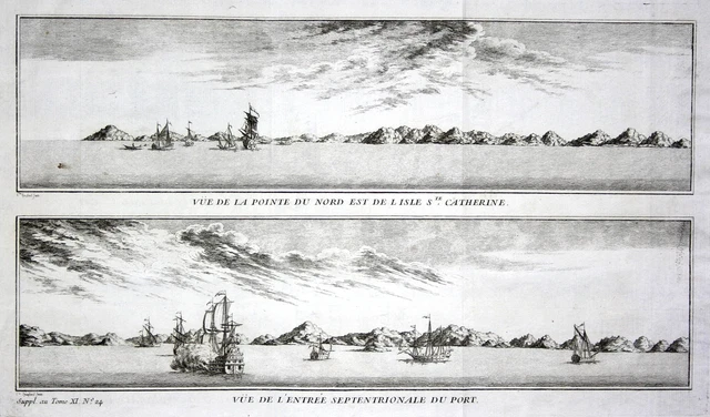 Santa Catarina Island Brazil Brasil Brasilien South America map gravure 1750
