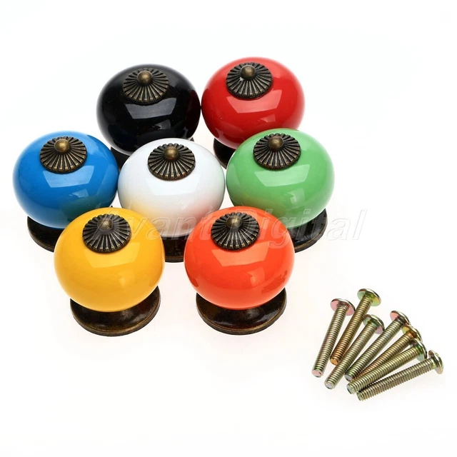 Round Ceramic Retro Style Door Knobs Drawer Cabinet Cupboard Pull Handle Decor