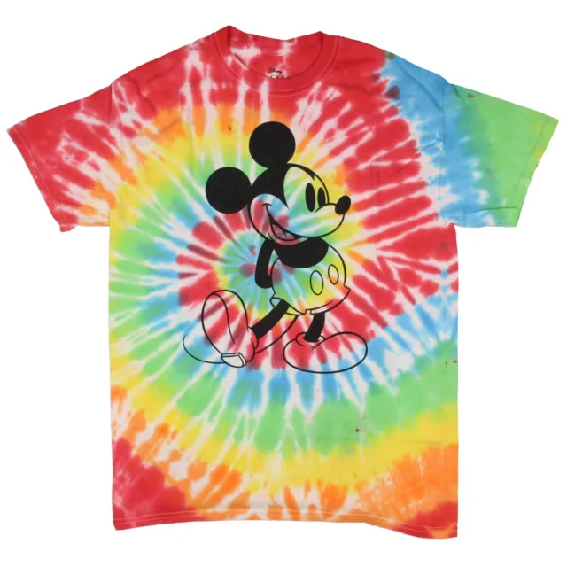 Disney Men's Mickey Mouse Rainbow Spiral Tie Dye Graphic T-Shirt