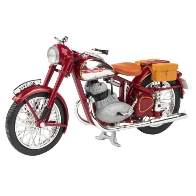 Modellfahrzeug Jawa 350 Perak Satteltaschen, dunkelrot, 1950.