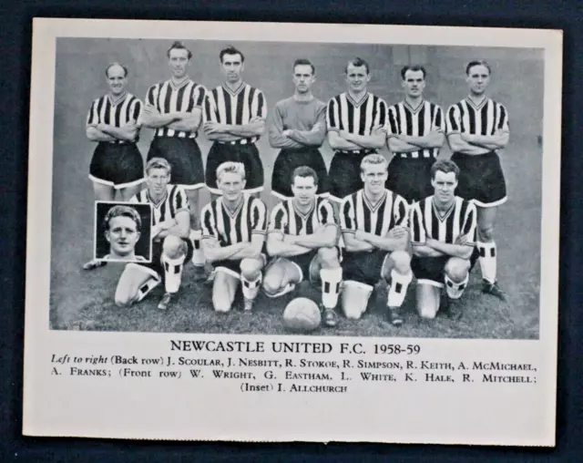 Newcastle F.c.  Football Teams 1958-59 , Vg - Ex Cond , Fleetway Publications
