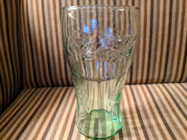 Genuine Coca-Cola Green Glass Large Cup 6" Drink Vintage Coke 17 OZ