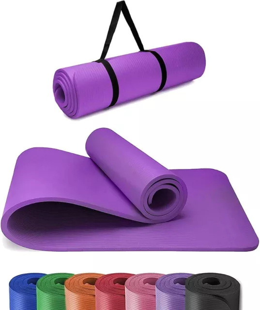 Exercise Yoga Mat Gymnastic 10mm Thick Fitness Training Pilates Free Carry strap