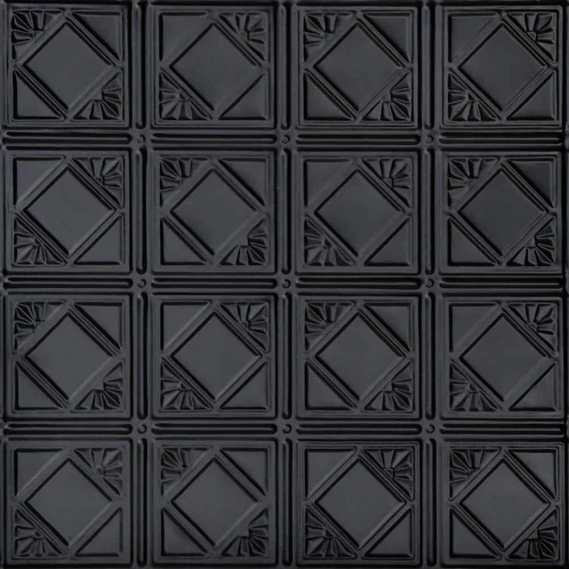 FROM PLAIN TO BEAUTIFUL Drop Ceiling Tile Carnivale Satin Black (48-Sq-Ft/Case)