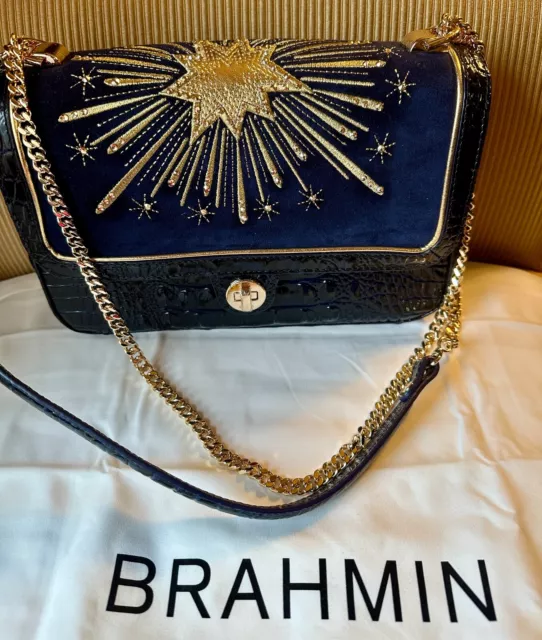 New Brahmin Limited Revel Rosalie Ink & Gold Crystal Crossbody/Shoulder  Bag