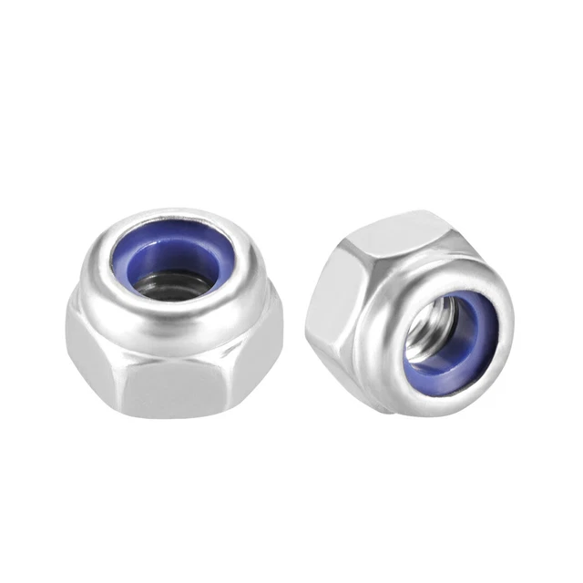 M4 x 0.7mm Nylon Insert Hex Lock Nuts, 304 Stainless Steel, Plain Finish, 30 Pcs