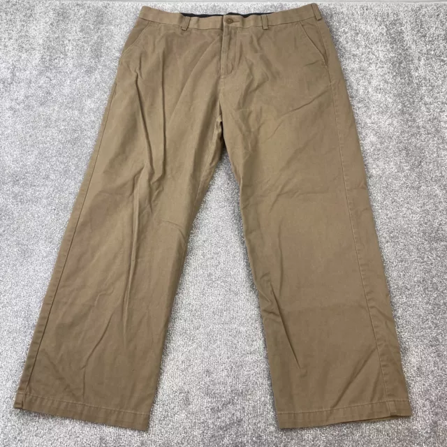 Croft & Barrow Straight Chino Pants Men's Size 42X32 Brown Flat Front Casual
