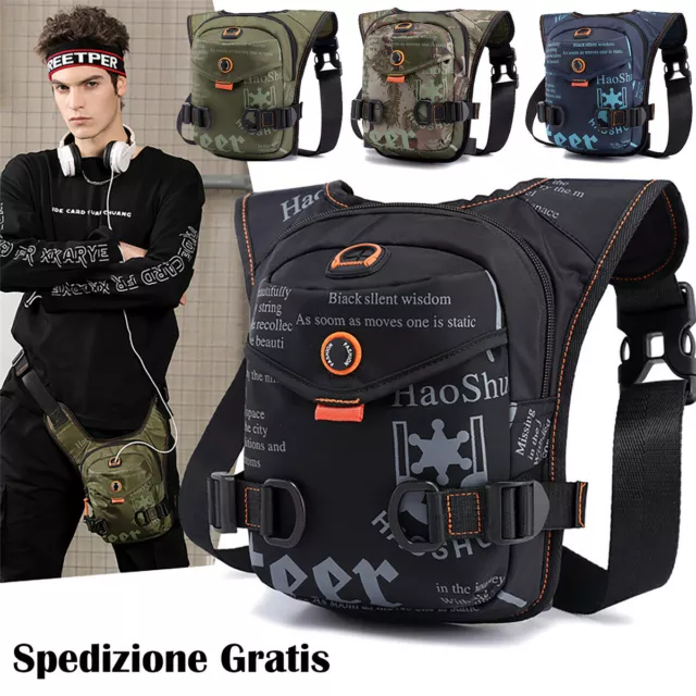 Borsa Moto da Gamba Marsupio Zaino a Tracolla Borsello Spalla per Uomo BG3