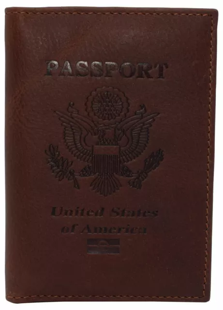 Real Leather RFID Blocking Travel Passport Holder with Vaccine Card Slot