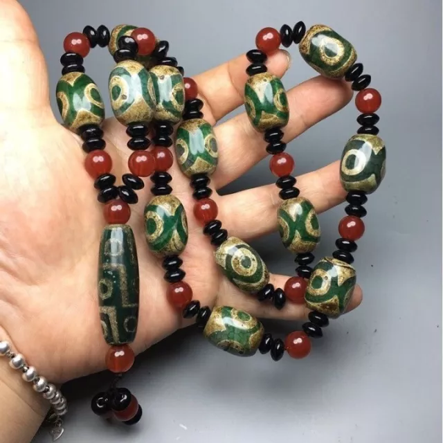 tibetan prayer worry 3 eyes dzi bead old agate Bao bottle necklace gzi tibet 3