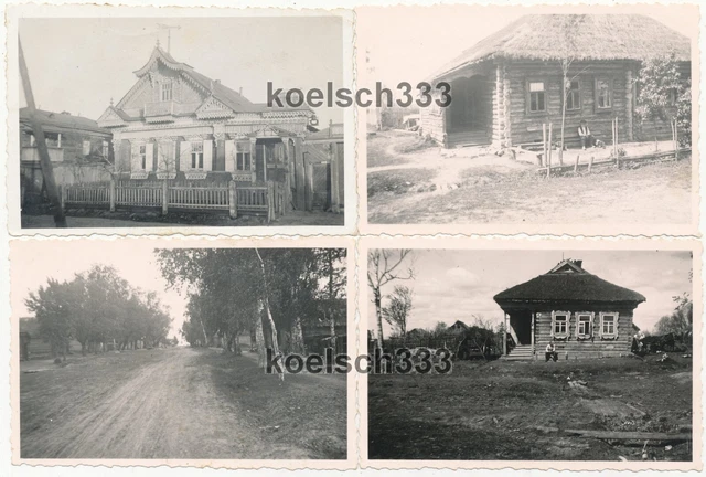 4 FOTOS WEHRMACHT Ostfront Russland Bauernhäuser Quartiere Ostfeldzug ...