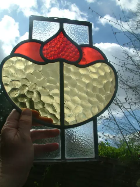 **ORIGINAL 1930's ART DECO RECLAIMED COMPACT STAINED GLASS PANEL, BEAUTIFUL**