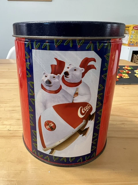 Coca Cola Holiday Polar Bear Tin Canister w/ 700 piece puzzle. Rare Find.