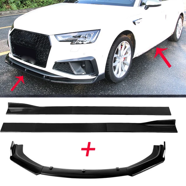 8-Piece Gloss Black PU Body Kit – Front & Rear Bumper Lip, Side Skirts, Splitters For Audi A3 A4 A5 – Universal Fit