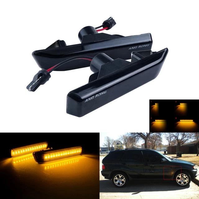 2x Moto 12V Euro Triangle Encastré Clignotant Fumée Ambre LED Lumiere Ap 90516239