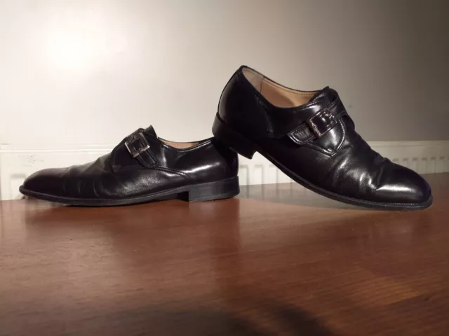 Men's BALLY ROGADO Single Monk Strap Shoes - UK 7.5 (8) - Black Leather Slip On