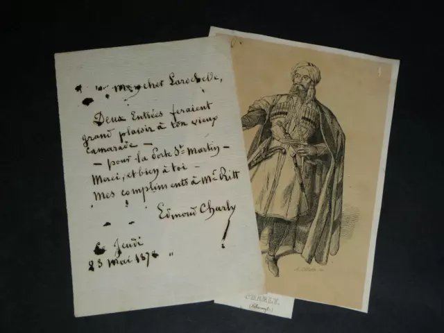 Edmond GAUDÉ dit CHARLY - LETTRE AUTOGRAPHE SIGNÉE À Henri LAROCHELLE - [1872]