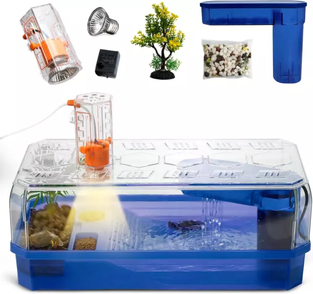 Turtle Tank Habitat Acrylic Aquatic Aquarium Starter Kit with MultiFunction Area