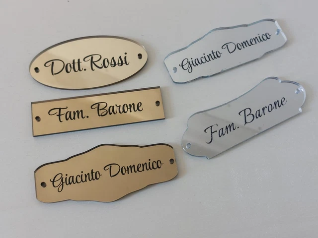 Targa Citofono Personalizzata - Plexiglass 1,5x5,5cm Con Incisione E Portachiavi Corno - Foto 8