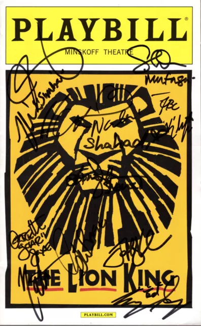 Lion King Hand Signed New York City Playbill+Coa             Signed By 2015 Cast