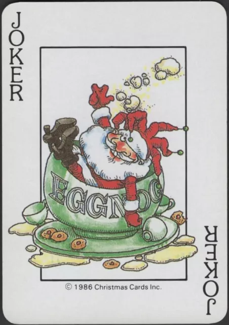 Playing Cards Old Wide JOKER Single Card  DRUNK SANTA Father Christmas Comic Art