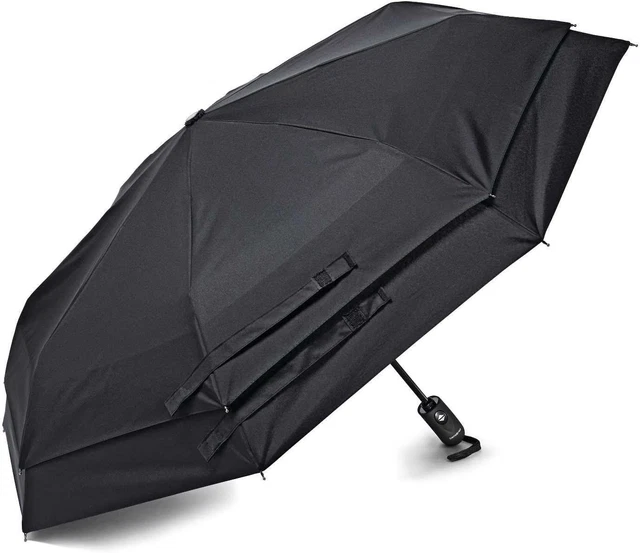 Samsonite Windguard Auto Open/Close Umbrella, Black, One Size Size, Black