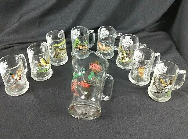 Schmidt Beer Collector 1st Series Mugs Pitcher Wildlife animal hunter glasses