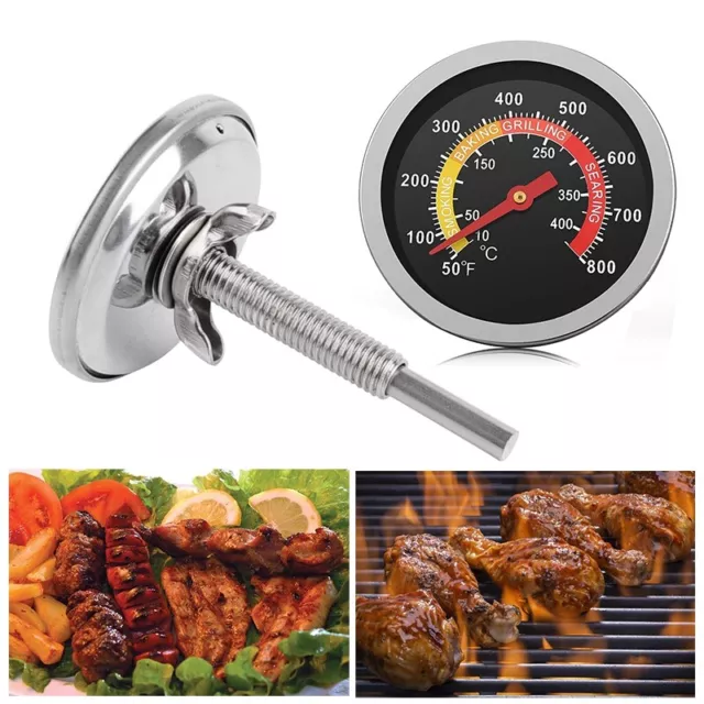 10-400℃ Barbecue Thermometer Gauge Stainless BBQ Smoker Grill Temperature NEW