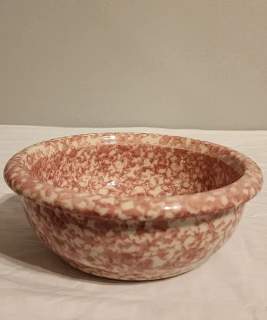 Vintage Roseville Spongeware Rose Pink 6.5” All Purpose Bowl Gerald Henn