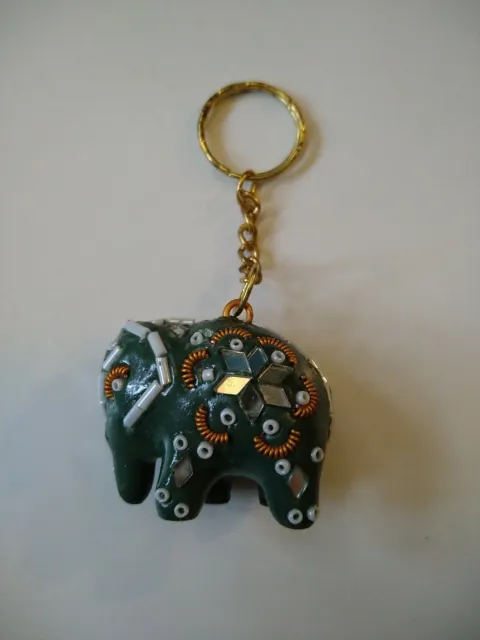 Hand Decorated Elephant Key Ring Charm