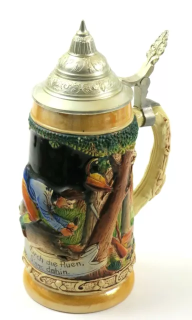 King DBGM Ceramic Beer Stein "Durch die Walder zog ich leichten", W. Germany
