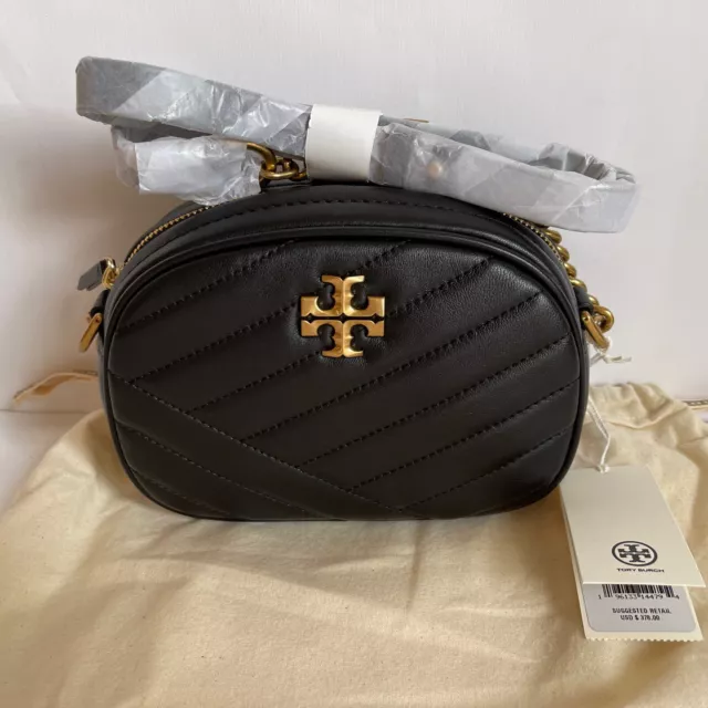 NWT!!Tory Burch Small Kira Chevron Camera Bag In Black MSRP$378