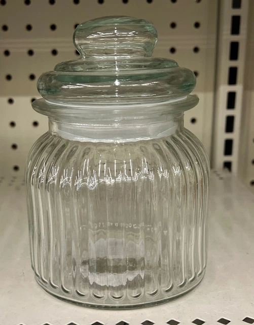 RIBBED GLASS JARS with Glass Lids, 24 oz. 16.99 PicClick