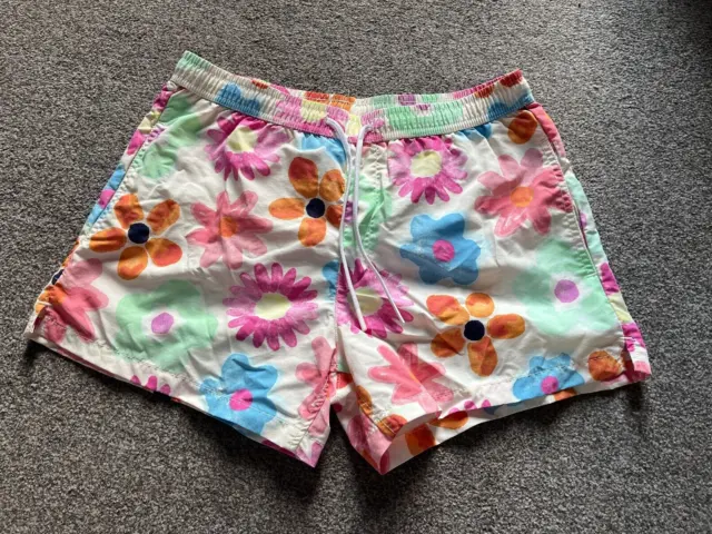 Men’s Zara medium floral multicoloured swimming shorts trunks green orange pink