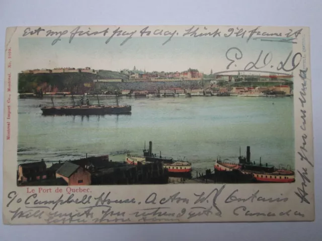 The Port Quebec Canada Vintage Postcard K36