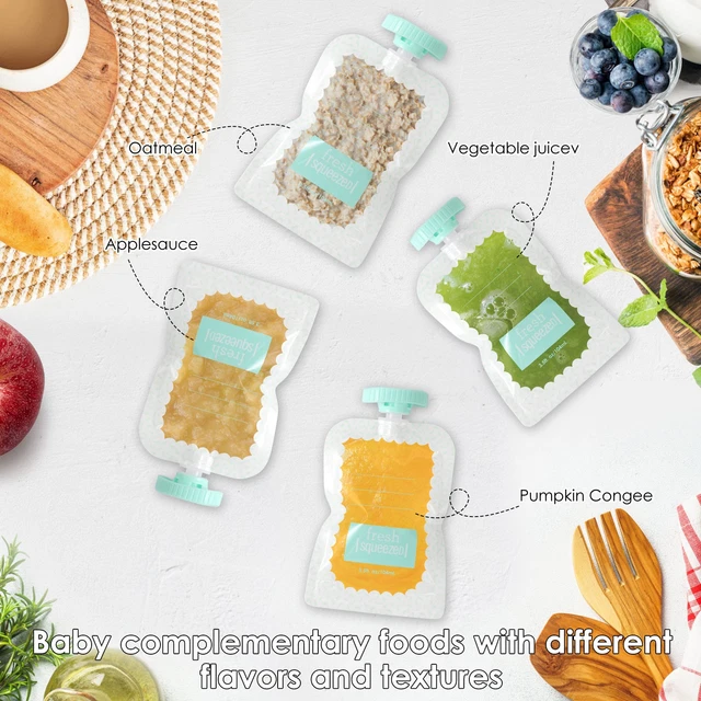 Squeeze Station Stazione Riempimento Per Alimenti Semisolidi - Set Per Pappe Neonati Con 3 Distributori, 10 Sacchetti E Coperchi - 2