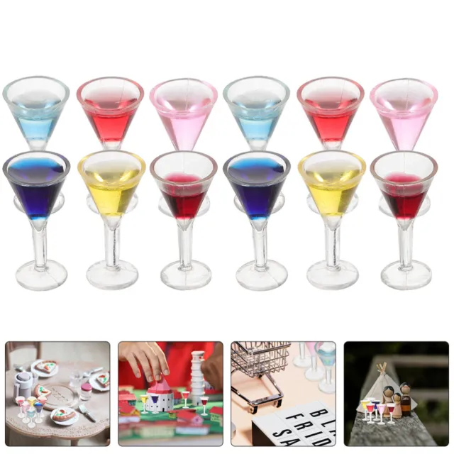 12pcs Miniature Resin Cocktail Glasses for Dollhouse Kitchen
