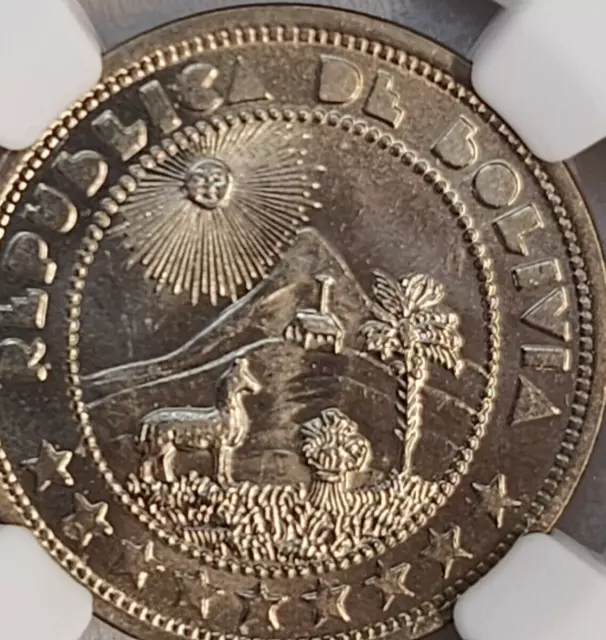 1937 Bolivia 10 centavos coin NGC Rated MS 63