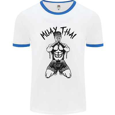 MUAY Thai Combattente Arti Marziali Miste MMA Da uomo Bianca Ringer T-shirt 3