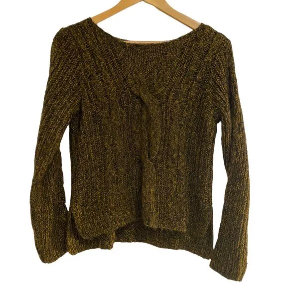 Forever 21 Sweater Cable Knit Army Green Long Sleeve Sweater, Size small Womens