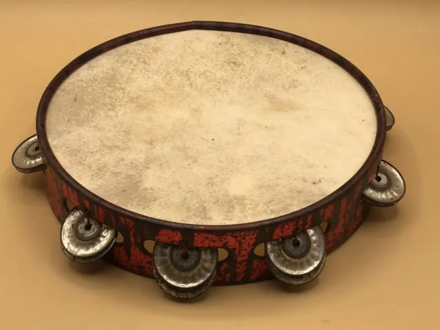 Vintage 8" Tambourine - Genuine Hard Skin - Made in U.S.A. - nice sound!