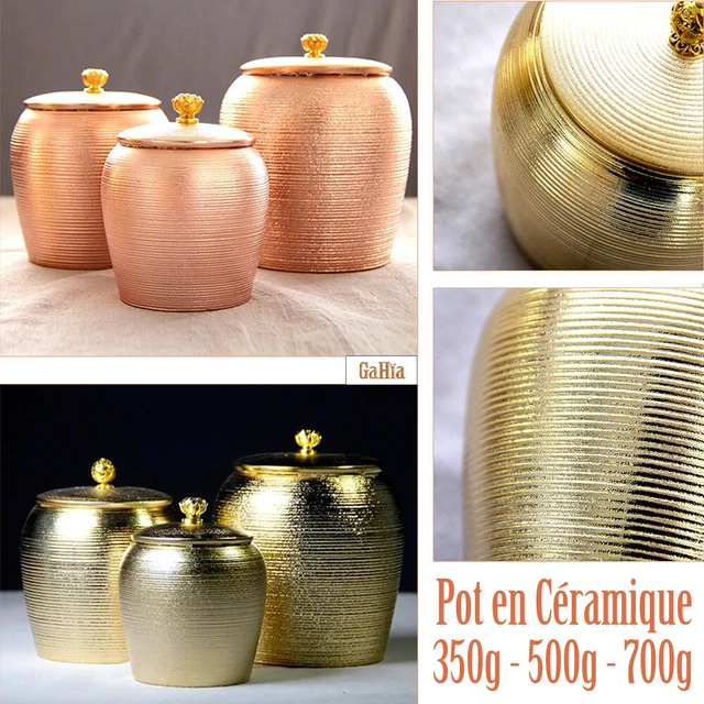 Pot de Stockage en Céramique Conservation Boite de Rangement Déco Doré Or Rose