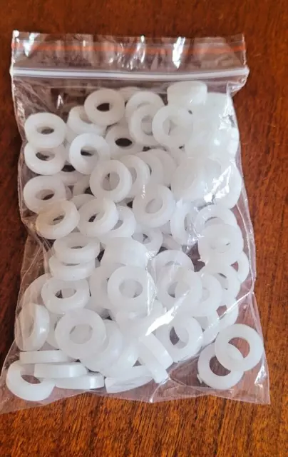 1/2" OD 1/4" ID 1/10" Thick Plain Flat Nylon Washers 100 pcs  (read description)