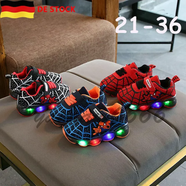 Neu Spiderman LED Trainer Schuhe Blinkende Licht Up Sneakers Kinder Geschenk