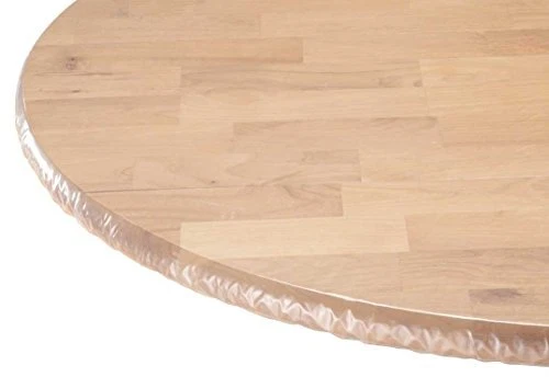Heavy Duty Clear Vinyl Round Fitted Tablecloth Table Cover Elasticized Tablec...