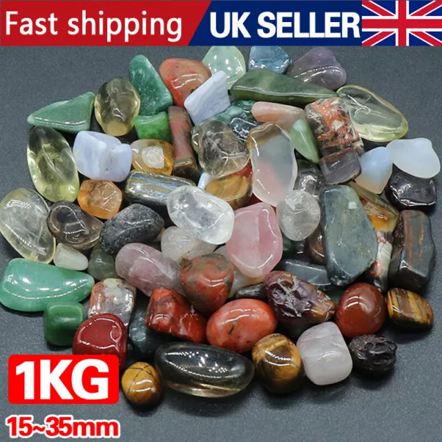 1kg Wholesale Tumbled Stones Bulk Mixed Crystals Gemstones 15-35mm Assorted Gems