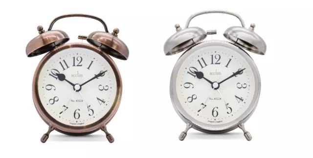 Acctim Pembridge Antique Brass/Silver Double Bell Alarm Clock