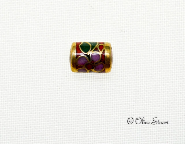 Oriental Cloisonne Beads Loose 10mm x 8mm fat tube 3