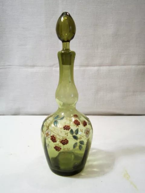 Carafe Ancienne En Verre Emaille Legras