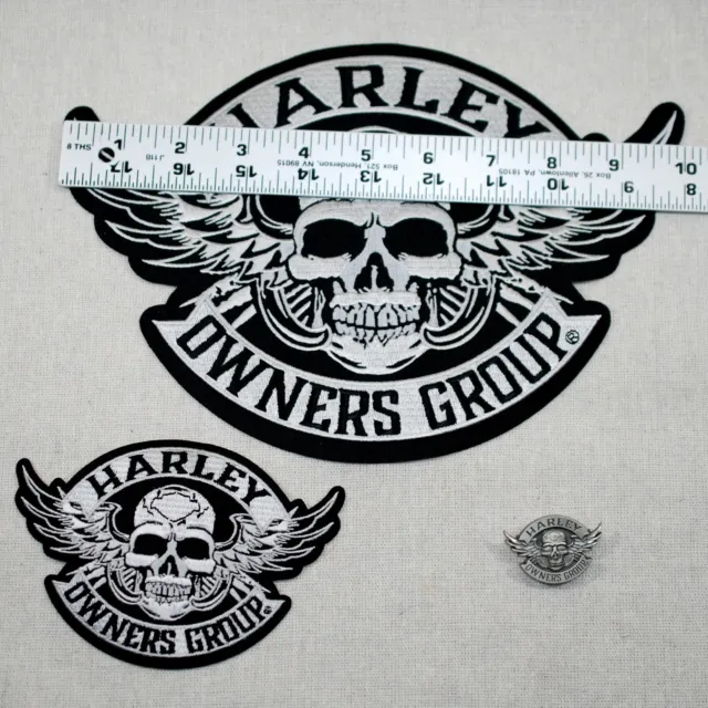 Winged Silver Skull Patch & Pin Set ~ Harley Davidson Owners Group HOG H.O.G. 3
